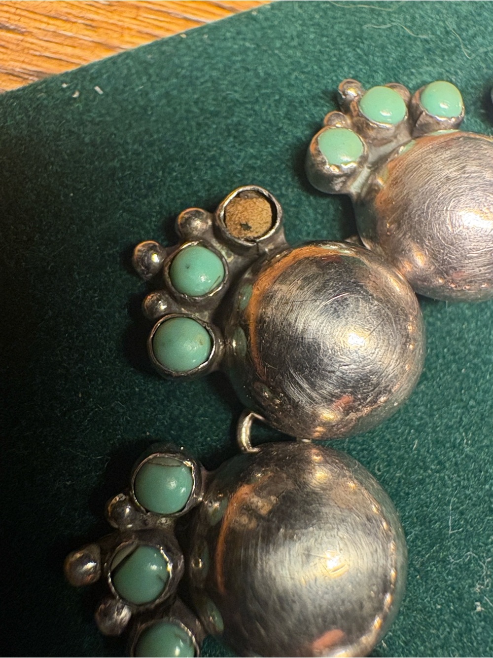 Antique 1970’s Sterling Silver Linked Turquoise Floral Bracelet Taxco Silver - Picture 16 of 16